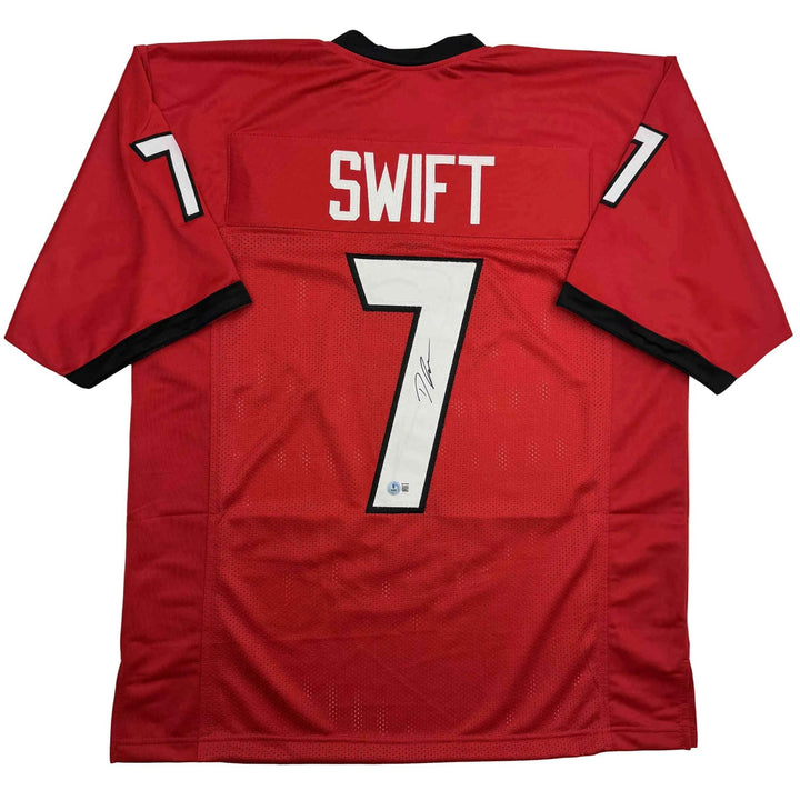 Autographed/Signed D'ANDRE SWIFT Georgia Red College Football Jersey JSA COA