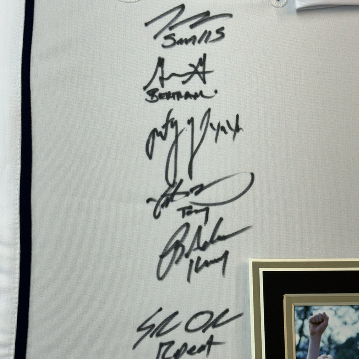 Framed Autographed/Signed The Sandlot Movie 33x42 6x Sigs White Jersey BAS COA