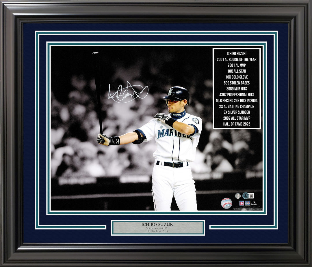 Ichiro Suzuki Signed Framed 16x20 Photo Seattle Mariners Beckett BAS Witness