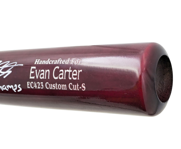 Evan Carter Auto Maroon Marucci Player Model Baseball Bat Rangers WS Champ BAS