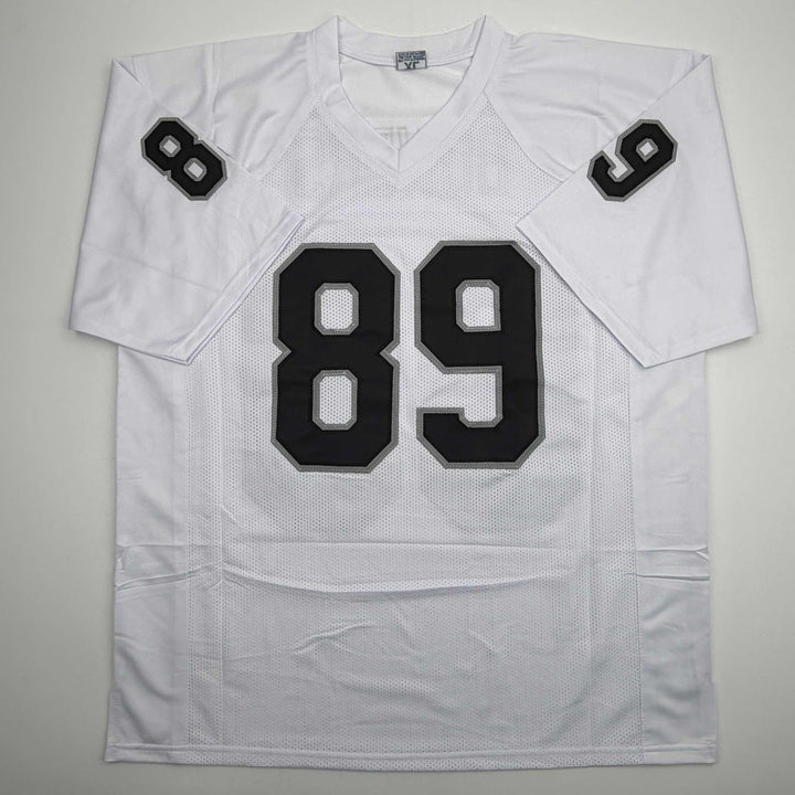 Autographed/Signed Brock Bowers Las Vegas Oakland White Jersey Beckett BAS COA
