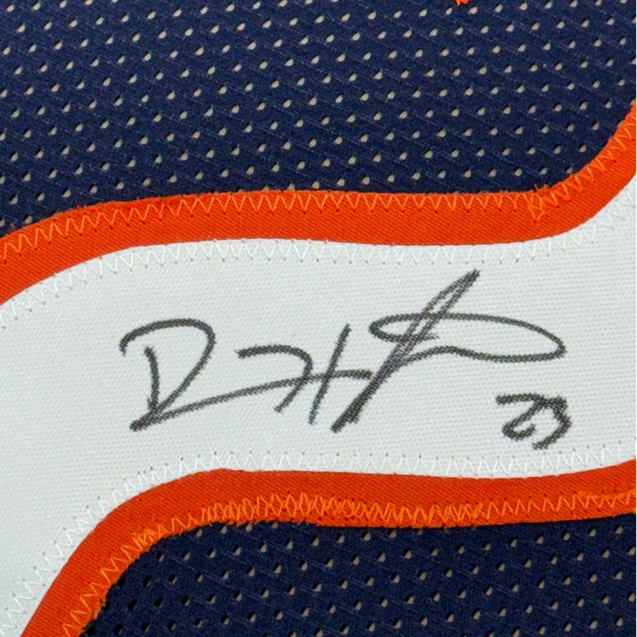 Framed Autographed/Signed Devin Hester 33x42 Chicago Blue Jersey JSA COA