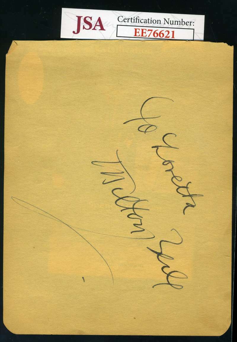 Milton Bearle Jsa Coa Hand Signed Vintage Album Page Authentic Autograph