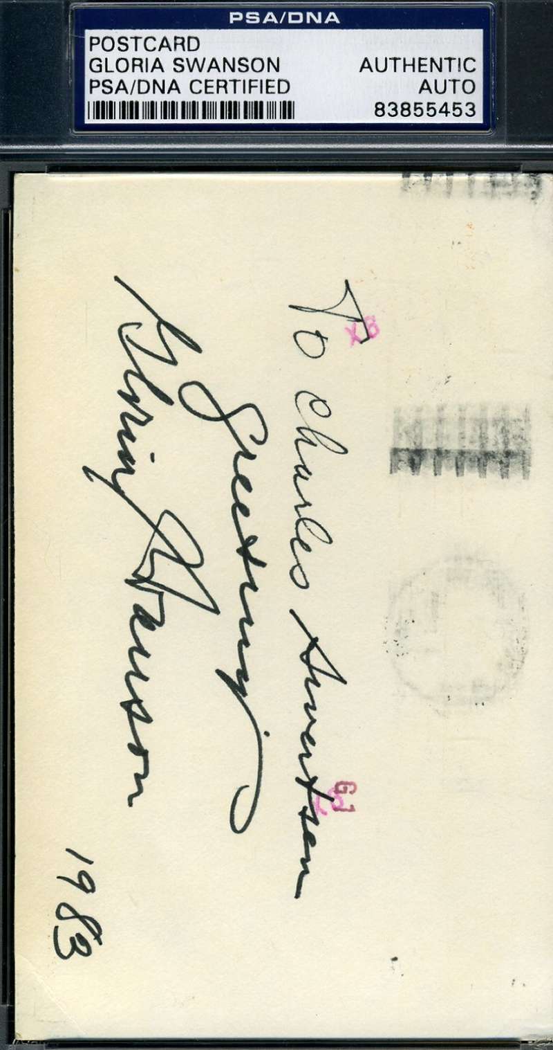 Gloria Swanson Signed Gpc Govt Postcard Psa/dna Autograph