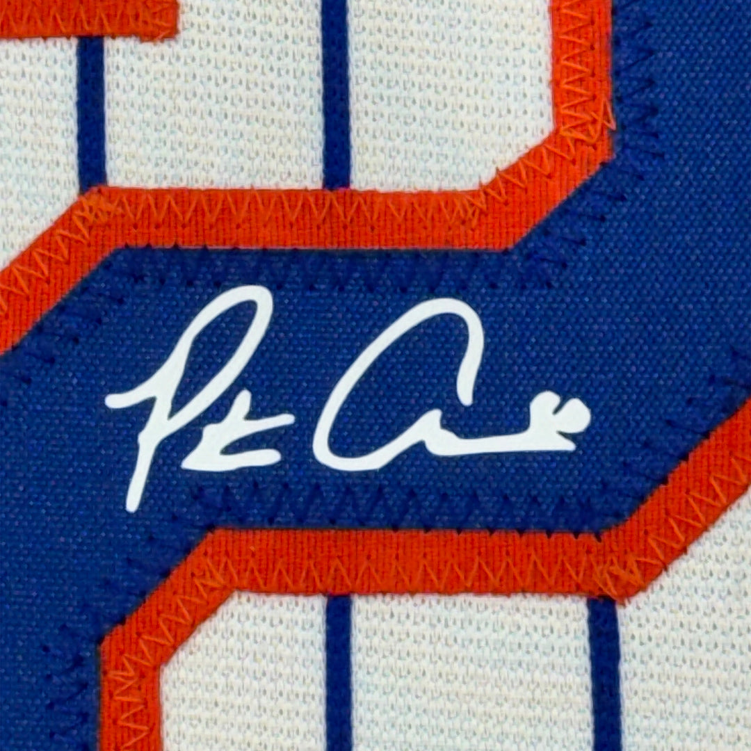 Framed Facsimile Autographed Pete Alonso 33x42 Pinstripe Reprint Laser Jersey