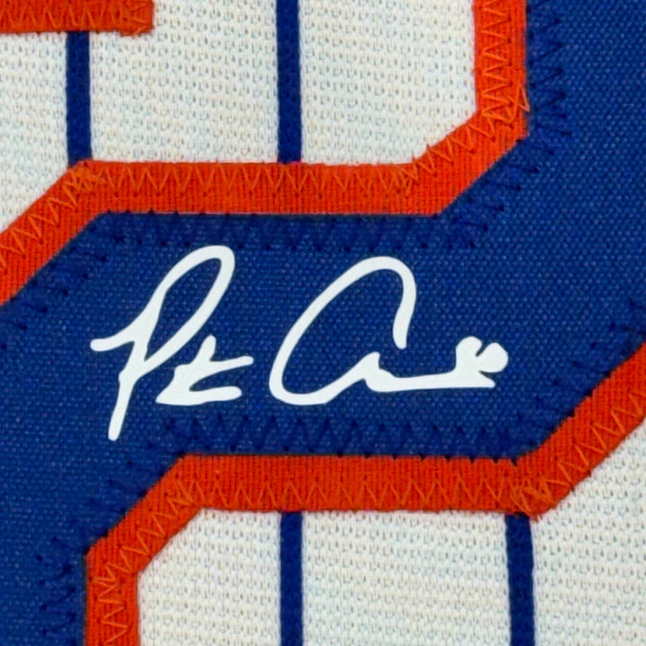 Framed Facsimile Autographed Pete Alonso 33x42 Pinstripe Reprint Laser Jersey