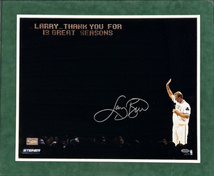Larry Bird Signed 16x20 Farewell Spotlight Photo Framed Celtics Auto Steiner COA