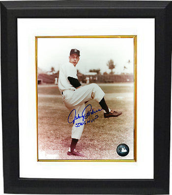 Johnny Podres signed Brooklyn Dodgers 8x10 Pitching Photo Framed 55 WS MVP