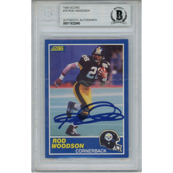 Rod Woodson Autographed 1989 Score Trading Card HOF Slab Beckett 53568