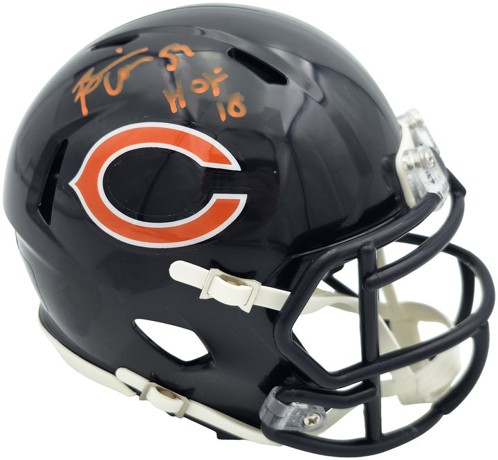 Brian Urlacher Auto Bears Blue Speed Mini Helmet "HOF 18" Beckett Witness