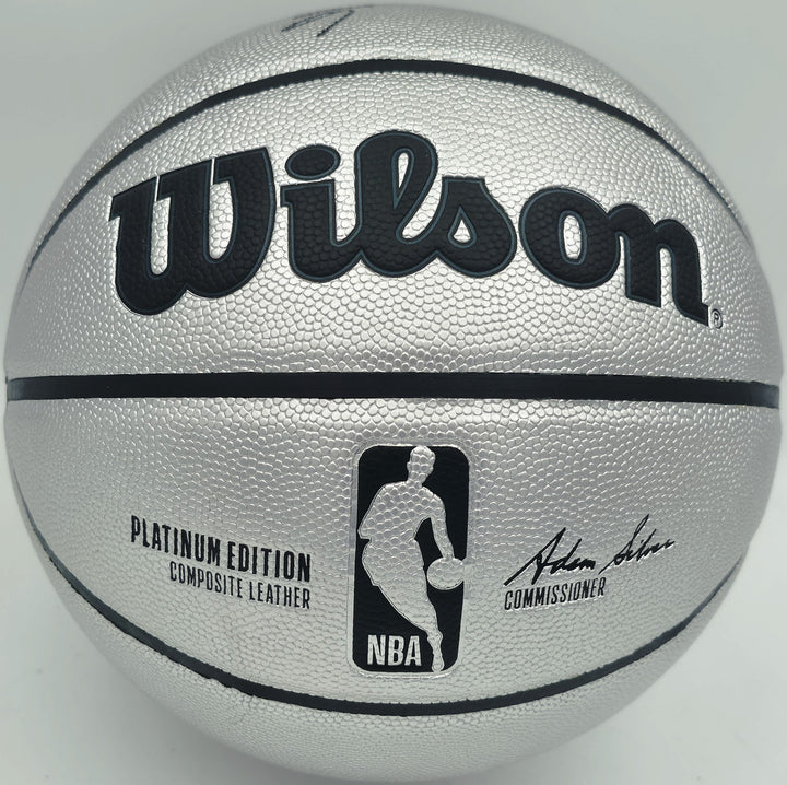 Allen Iverson Auto Platinum Edition Composite Leather Basketball 76ers Beckett