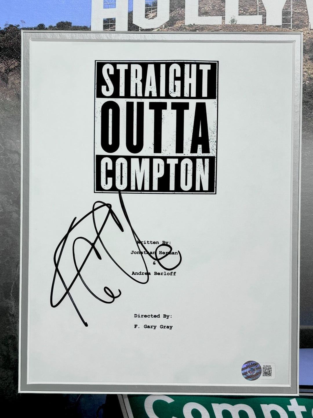 Ice Cube Autographed Script Straight Outta Compton Framed Collage BAS COA Photo