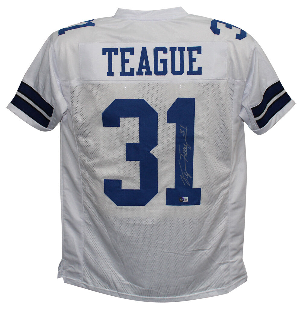 George Teague Autographed/Signed Pro Style White XL Jersey Beckett 39333