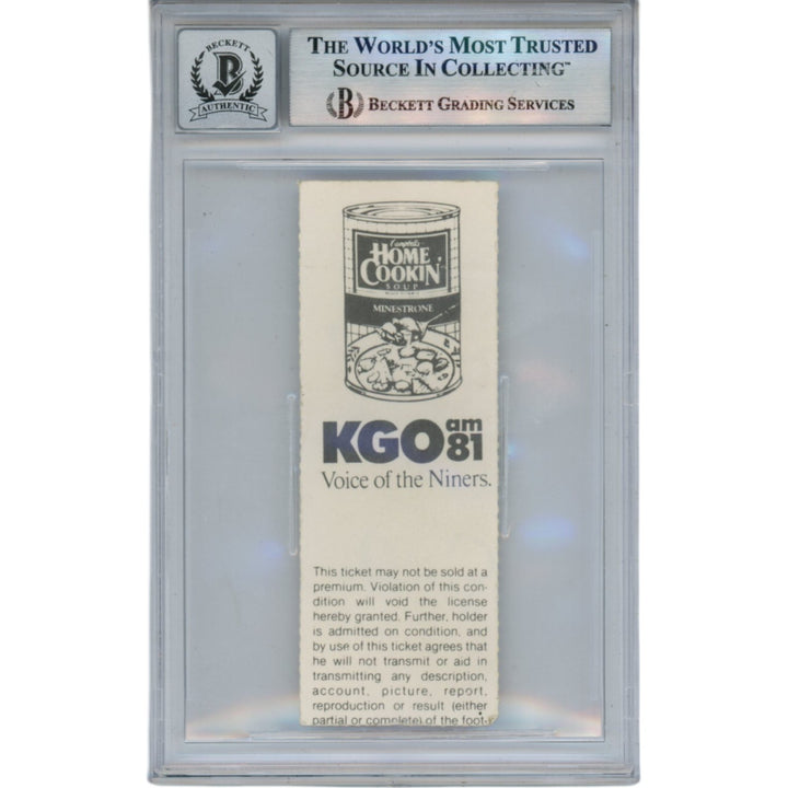Joe Montana John Elway San Francisco 49ers 10/29/90 Ticket Slab Beckett 49958