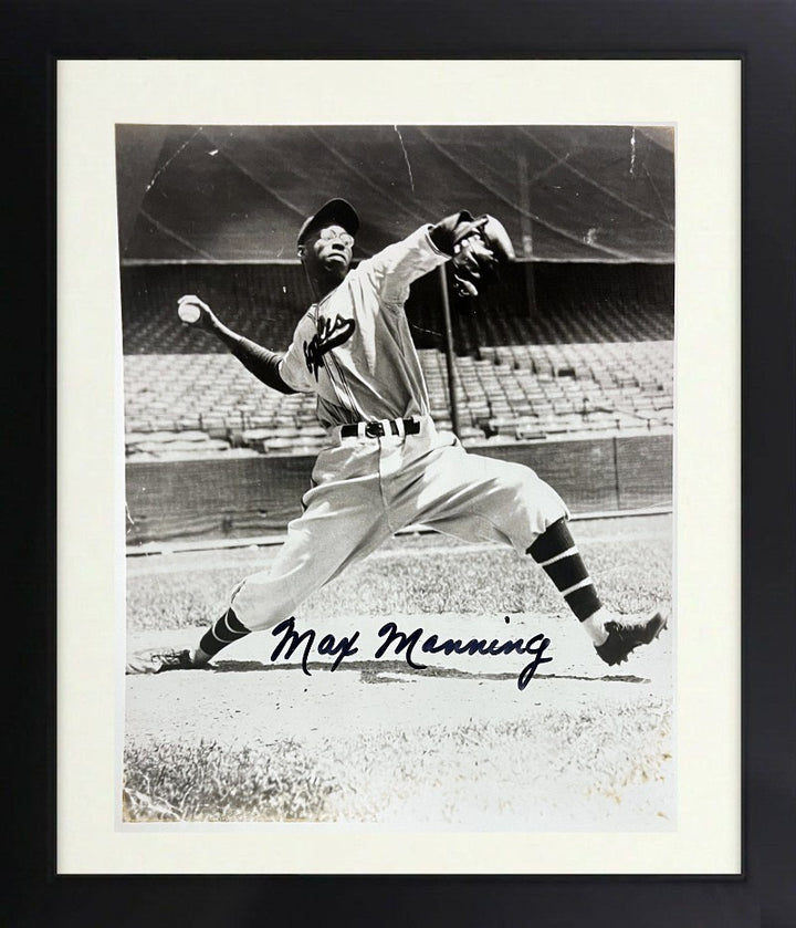 Max Manning signed Newark Eagles Negro League 8x10 Photo imperfect Framed- COA