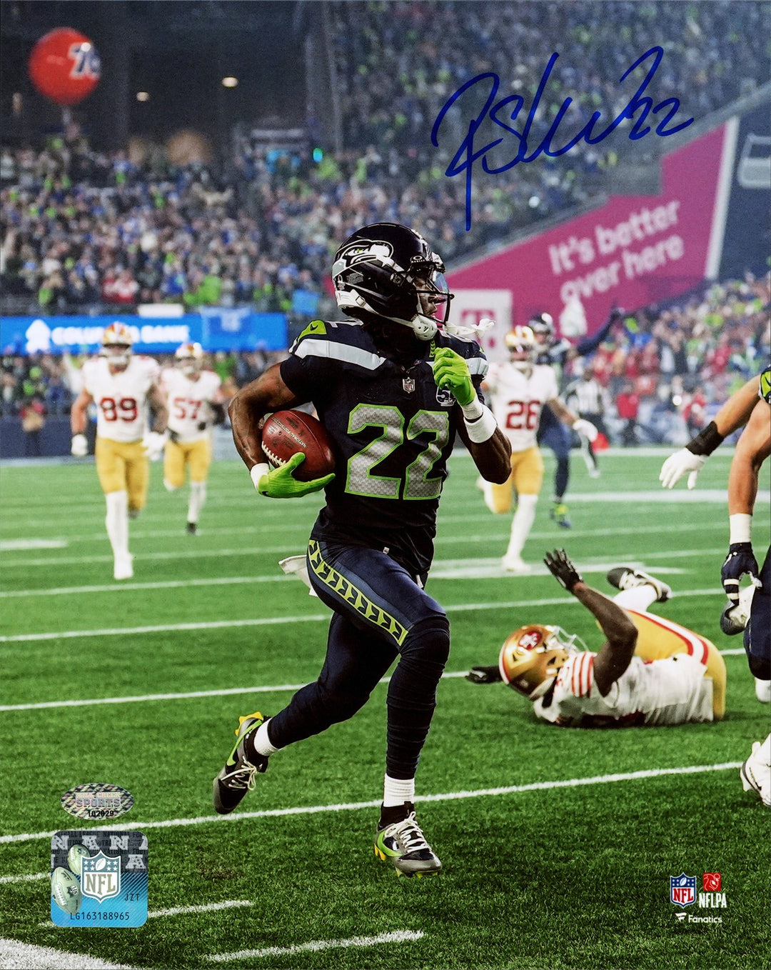 Rashid Shaheed Signed 8x10 Photo Seahawks Kickoff Touchdown vs. 49ers MCS Holo