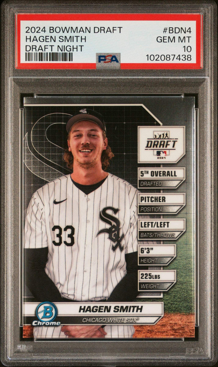 Graded 2024 Bowman Draft Hagen Smith #BDN4 Draft Night RC Baseball Card PSA 10