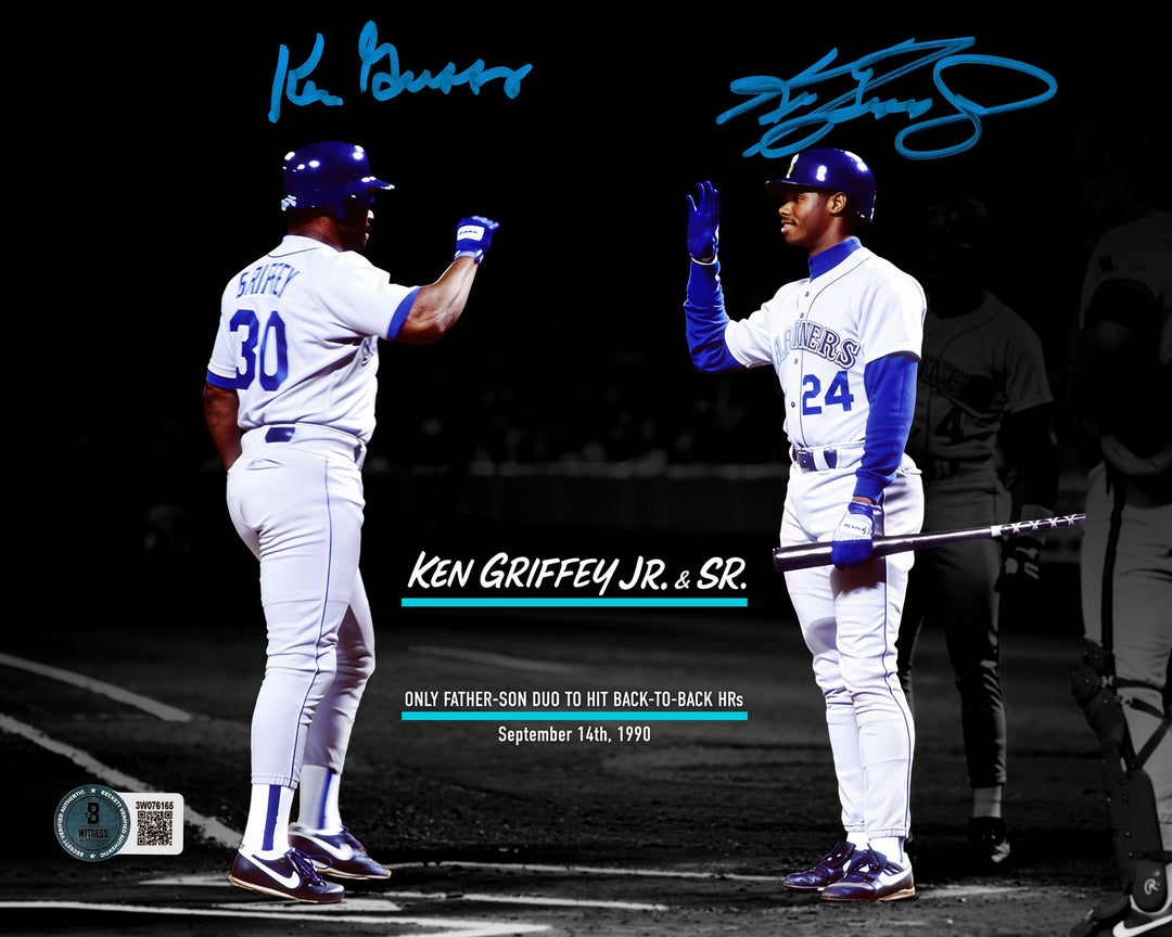 Ken Griffey Jr. & Sr. Signed 8x10 Photo Mariners Back To Back Home Runs HR