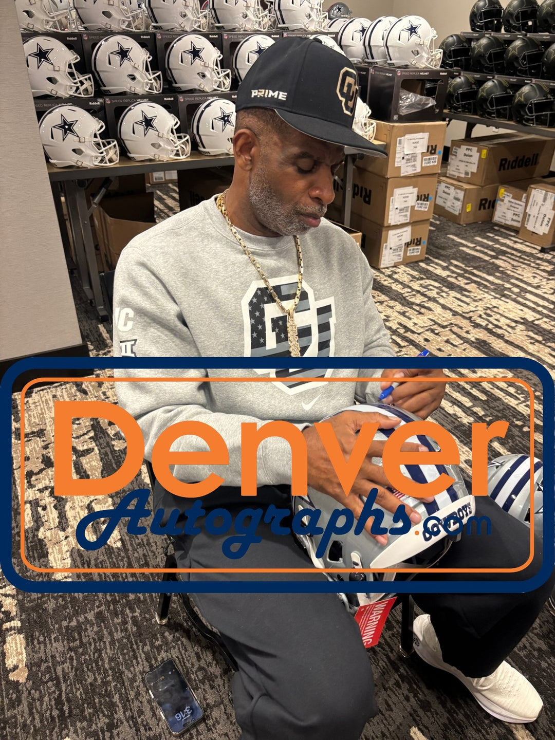 Deion Sanders Autographed Dallas Cowboys Authentic Helmet Beckett Witness 55251
