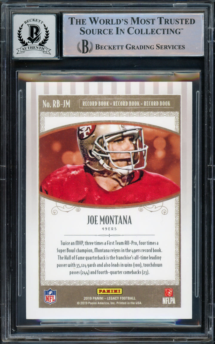 Joe Montana Autographed 2019 Panini Legacy Card Gem 10 Auto Beckett 16171182