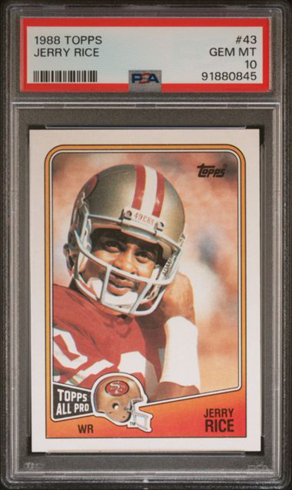 Graded 1988 Topps Jerry Rice #43 Football Card PSA 10 Gem Mint