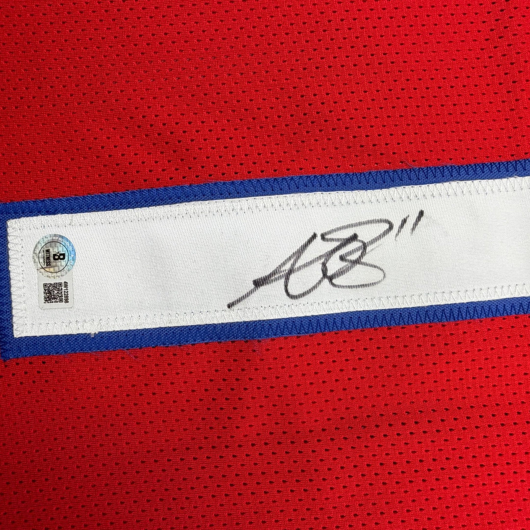 Autographed/Signed AJ Brown New England Red Jersey Beckett BAS COA