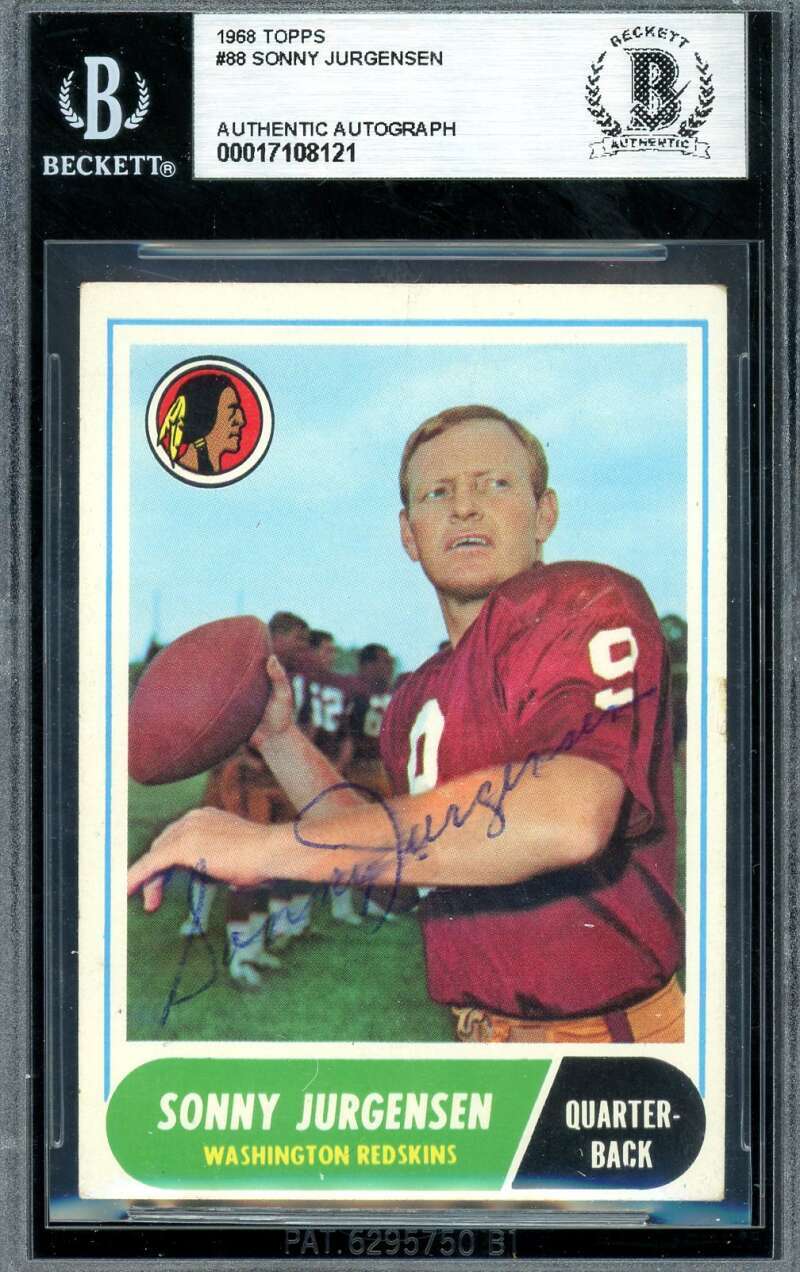 Sonny Jurgensen Beckett BAS Vintage Signed 1968 Topps Autograph