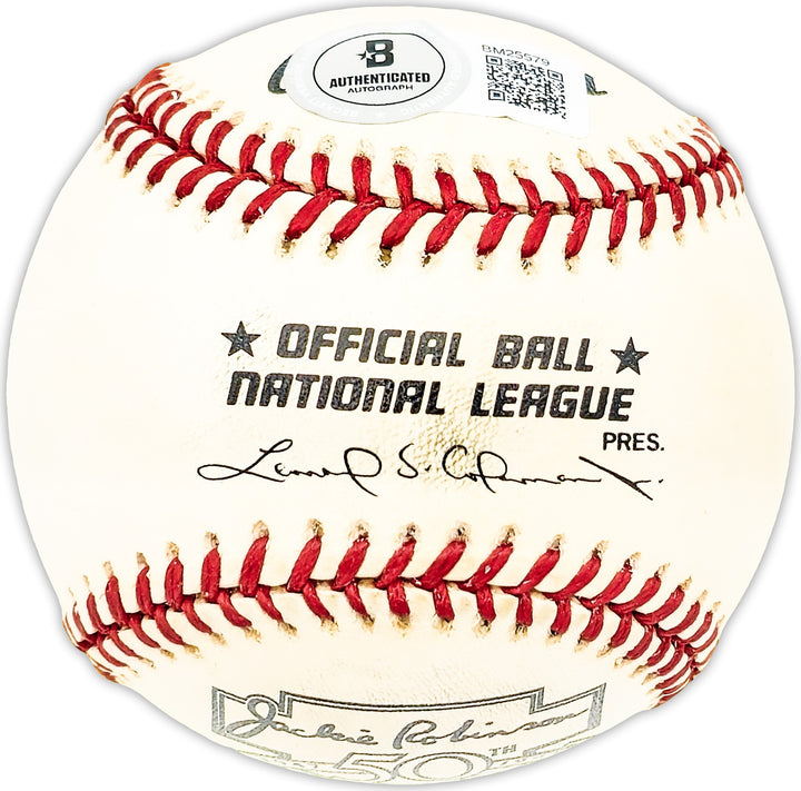 Eddie Chandler Signed Jackie Robinson NL Baseball Brooklyn Dodgers Beckett QR