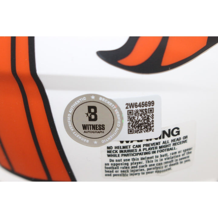 Shannon Sharpe Autographed Denver Broncos Lunar Mini Helmet Beckett WIT 50807