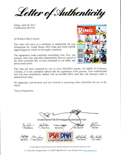 Muhammad Ali & Others Autographed Signed The Ring Magazine Cover PSA/DNA #S01534