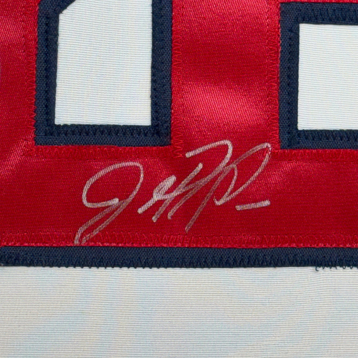FRAMED Autographed/Signed JOHN ROCKER 33x42 Atlanta White Jersey PSA/DNA COA