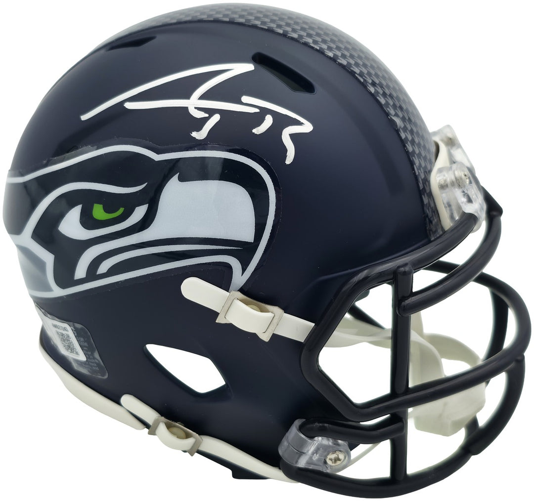 AJ Barner Signed Seattle Seahawks Blue Speed Mini Helmet Beckett Witness