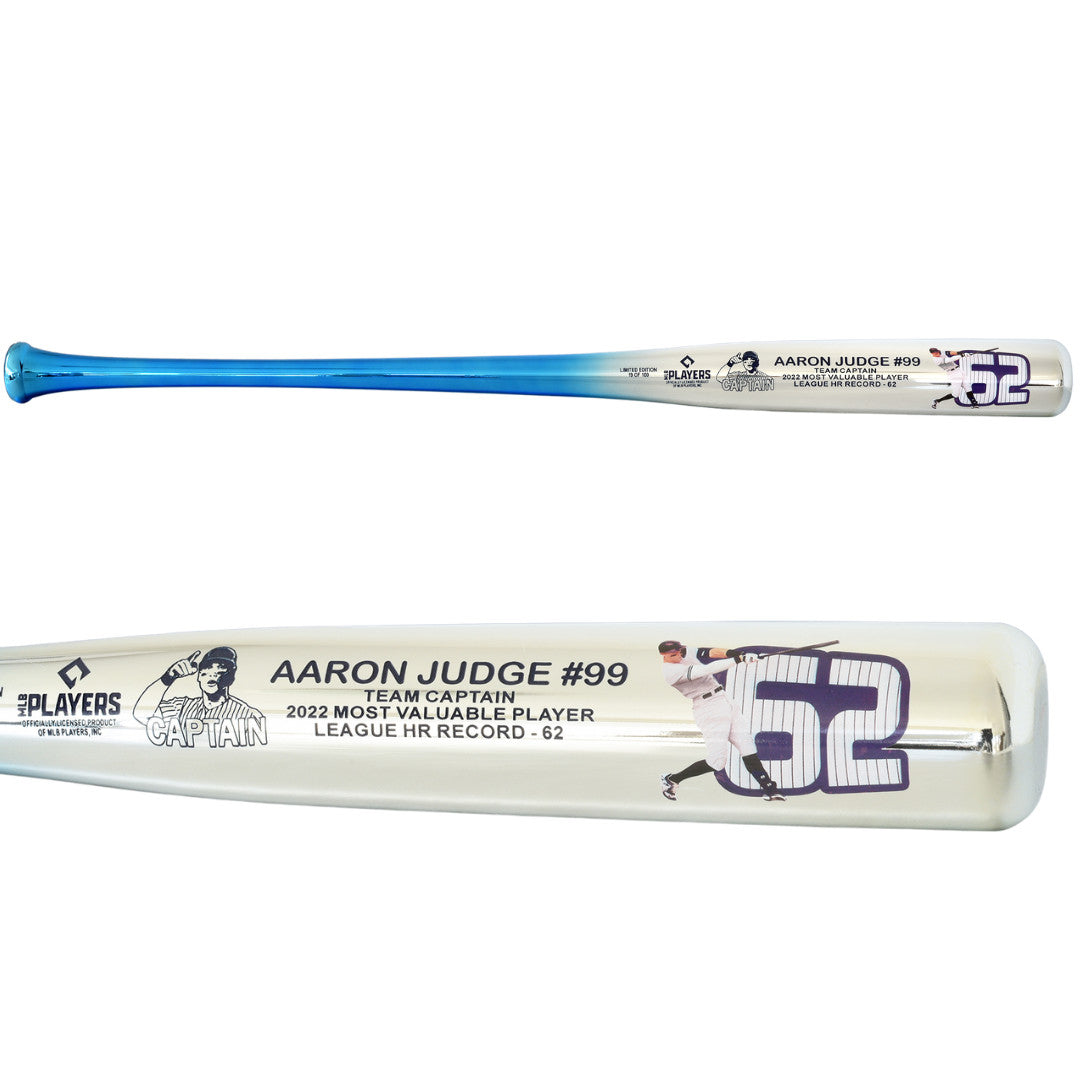 Aaron Judge New York Yankees Captain Chrome Splash Laser Engraved Art Bat #D/100