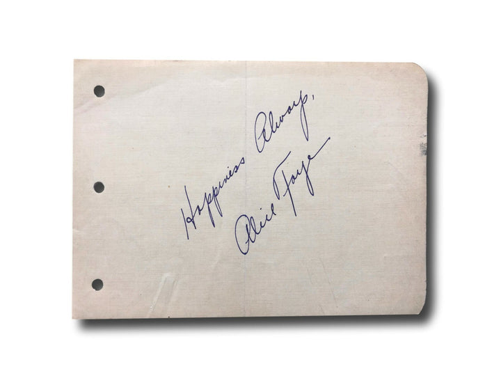 Alice Faye Hand Signed Album Page Cut JSA COA Autograph That Night Rio Actress