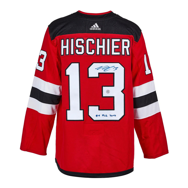 Nico Hischier Signed New Jersey Devils adidas Jersey with 1st Pick Note