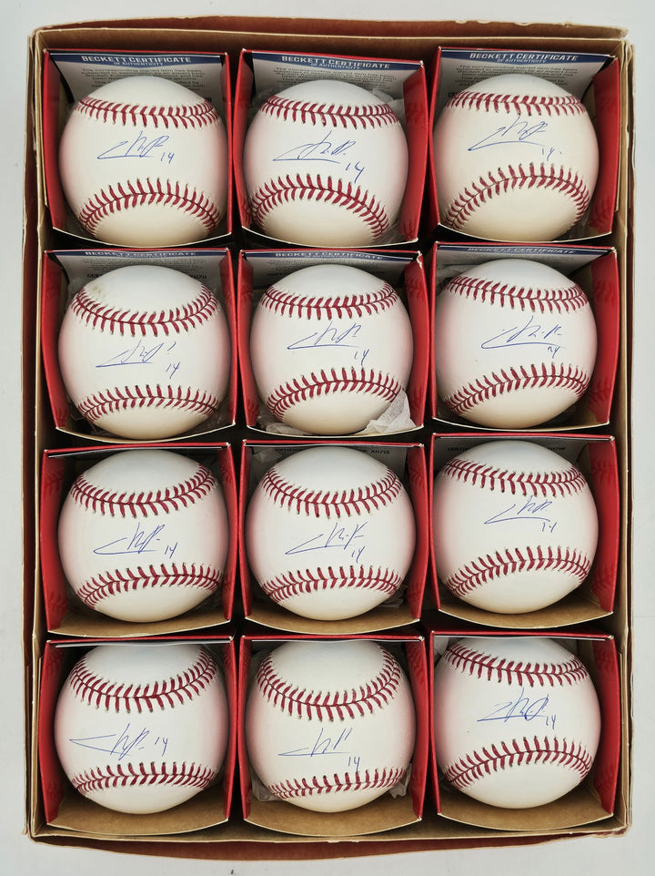 Cristian Pache Signed Official MLB Baseball 12 Count Lot Braves "#14" Beckett