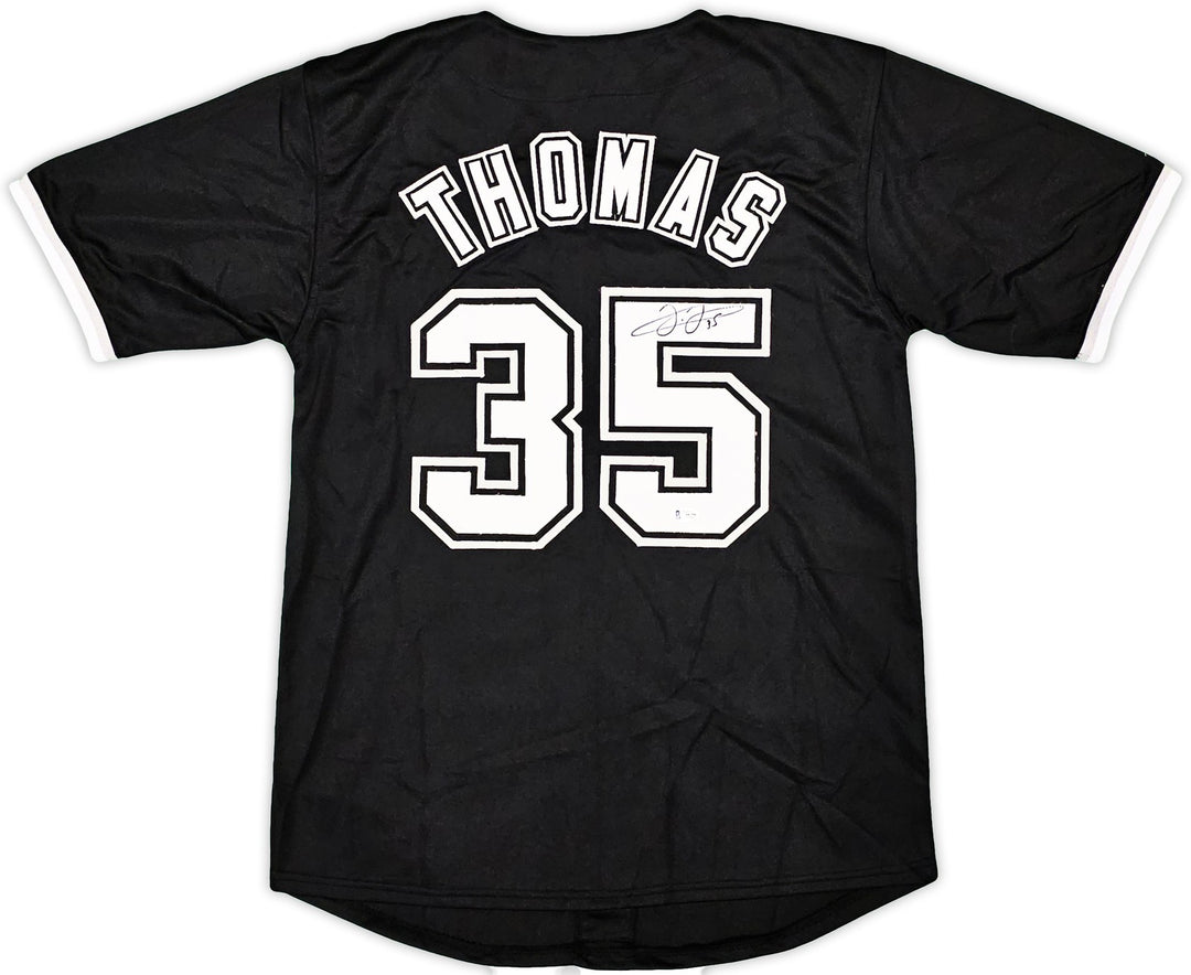 Chicago White Sox Frank Thomas Signed Black Jersey Beckett BAS