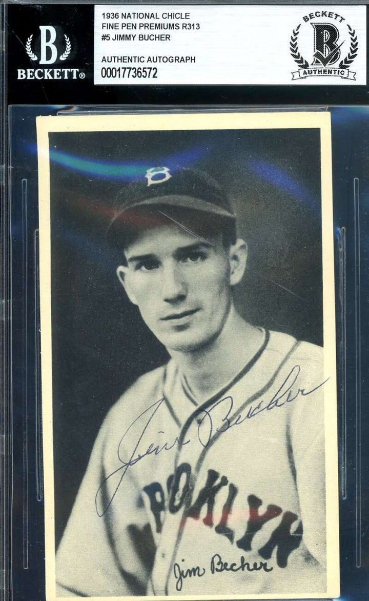 Jimmy Bucher Beckett BAS Signed 1936 National Chicle Fine Pen Autograph