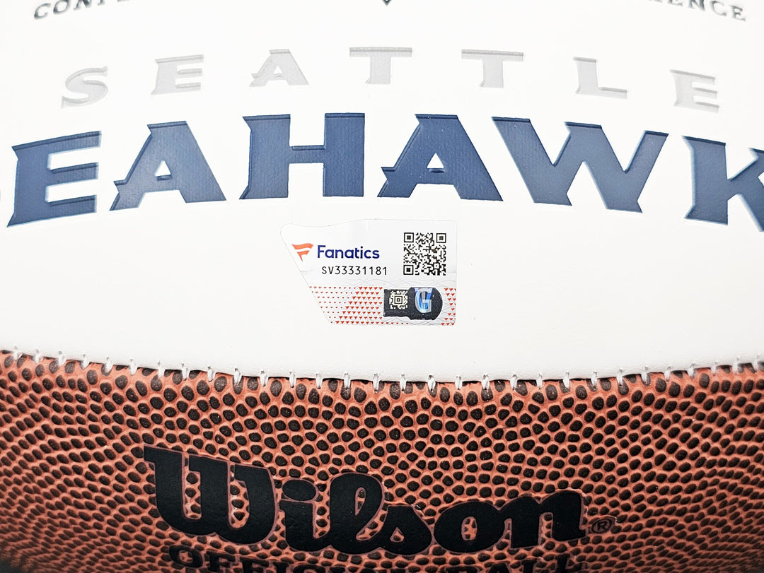 Chris Carson Auto Signed Seattle Seahawks White Logo Football Fanatics Holo