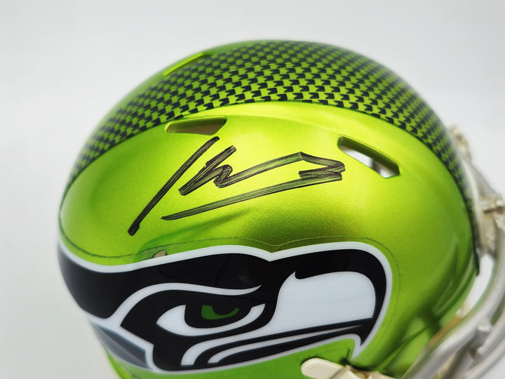 Kenneth Walker III Signed Seahawks Flash Green Speed Mini Helmet Beckett Witness