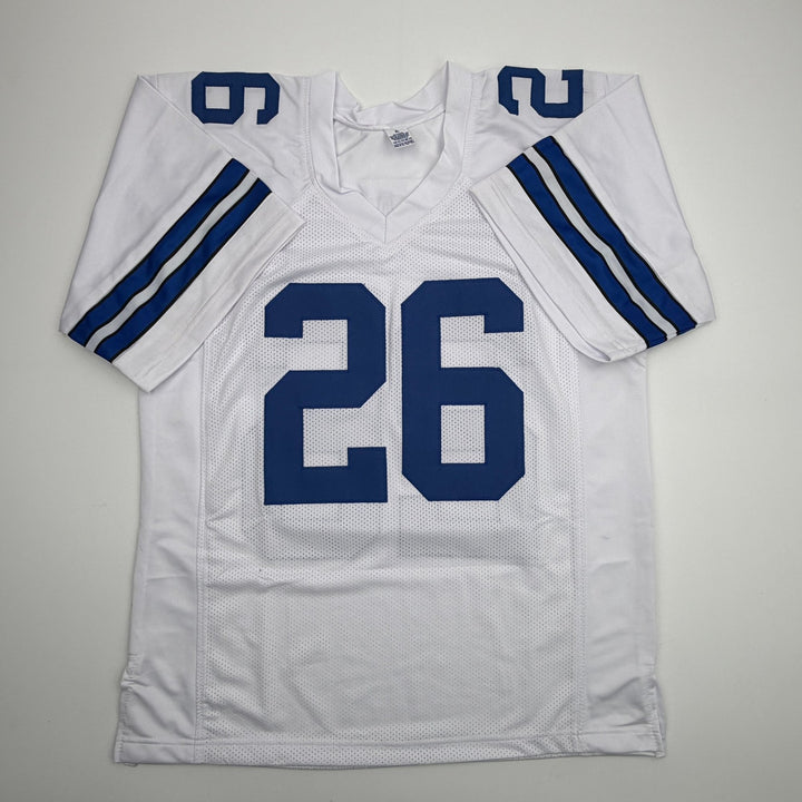 Autographed/Signed Daron Bland Dallas White Football Jersey JSA COA