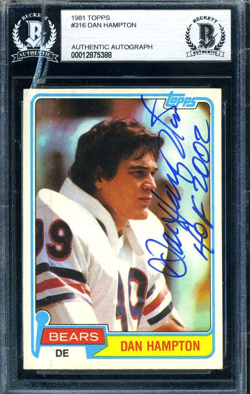 Dan Hampton BAS Beckett Coa Signed 1981 Topps Rookie Autograph 345