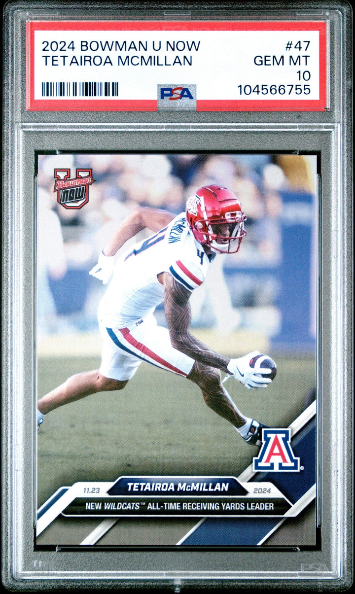 Graded 2024 Topps Bowman U Now Tetairoa McMillan #47 RC Football Card PSA 10