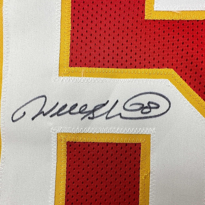 Framed Autographed/Signed Will Shields 35x39 Kansas City Red Jersey JSA COA