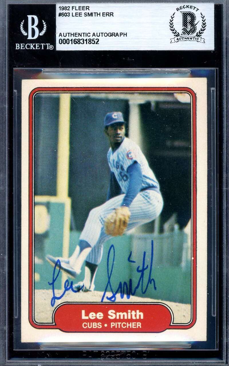 Lee Smith Beckett BAS Signed 1982 Fleer Rookie Autograph