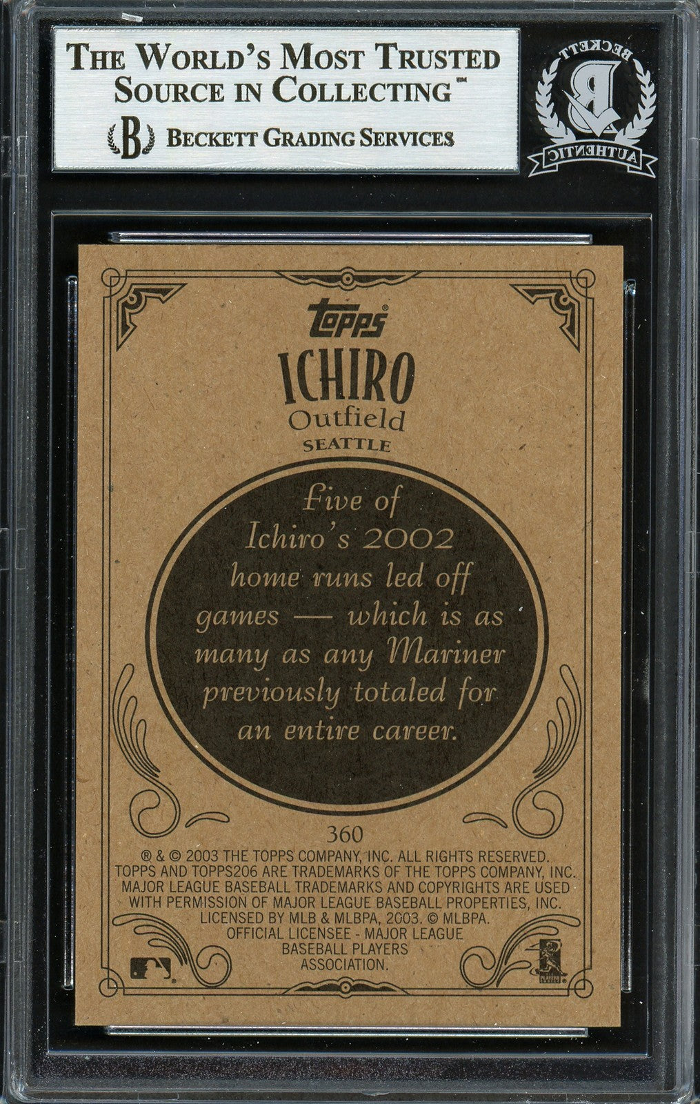 Ichiro Suzuki Signed 2003 Topps 206 Card 360 Seattle Mariners Beckett