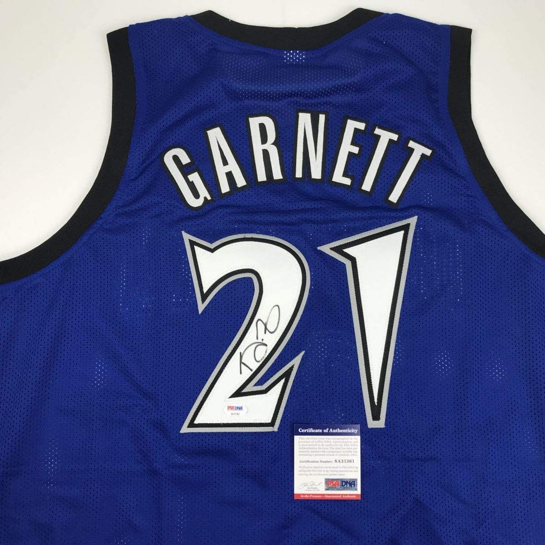 Autographed/Signed Kevin Garnett Minnesota Blue Jersey PSA/DNA COA