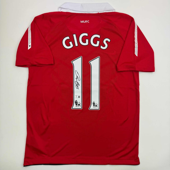 Autographed/Signed Ryan Giggs Manchester United Red Jersey Beckett BAS COA