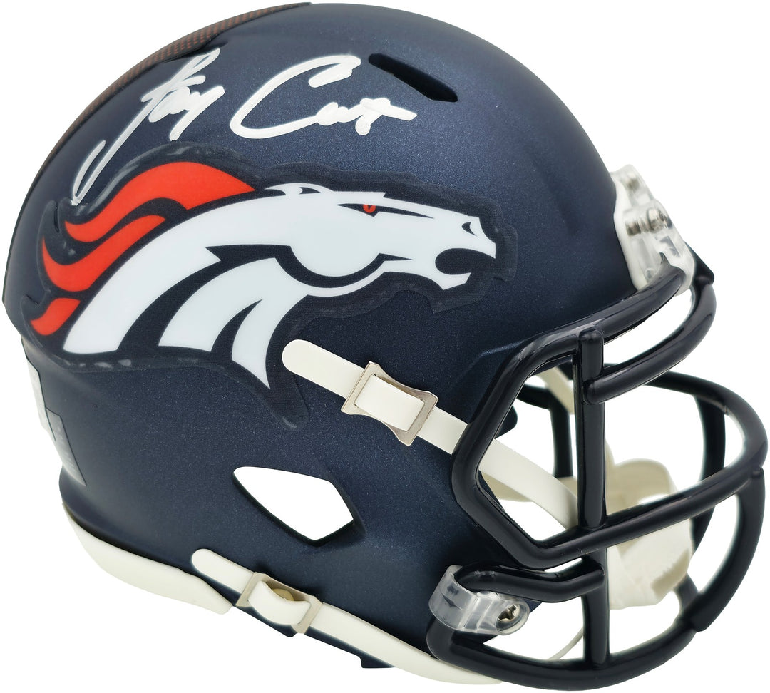 Jay Cutler Signed Denver Broncos Blue Speed Mini Helmet Beckett BAS Witness