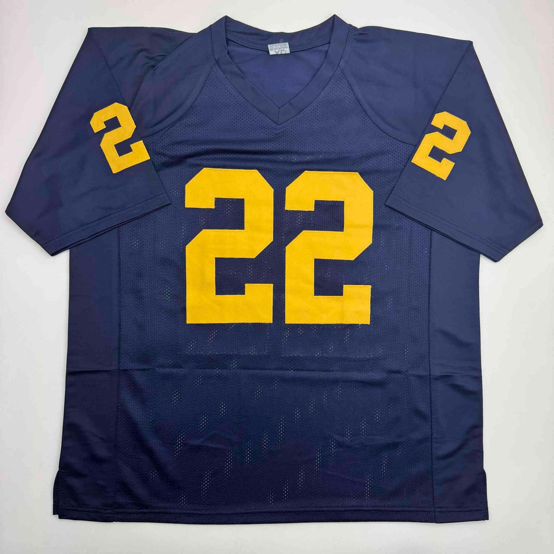 Autographed/Signed Ty Law Michigan Blue College Football Jersey Beckett BAS COA